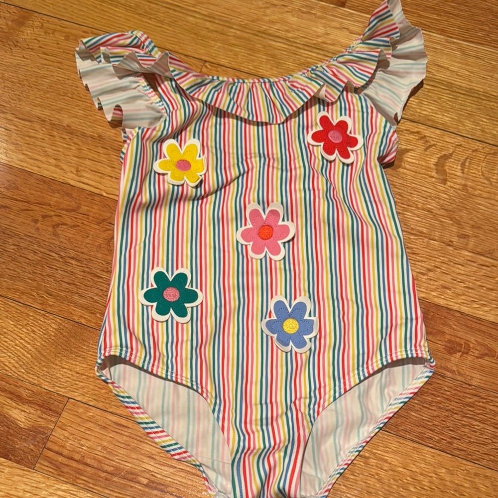 Striped Floral One-Piece Swimsuit